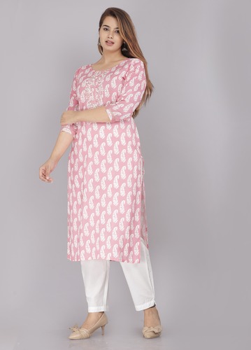 Women Pink Color Pure Cotton Fabric Kurta