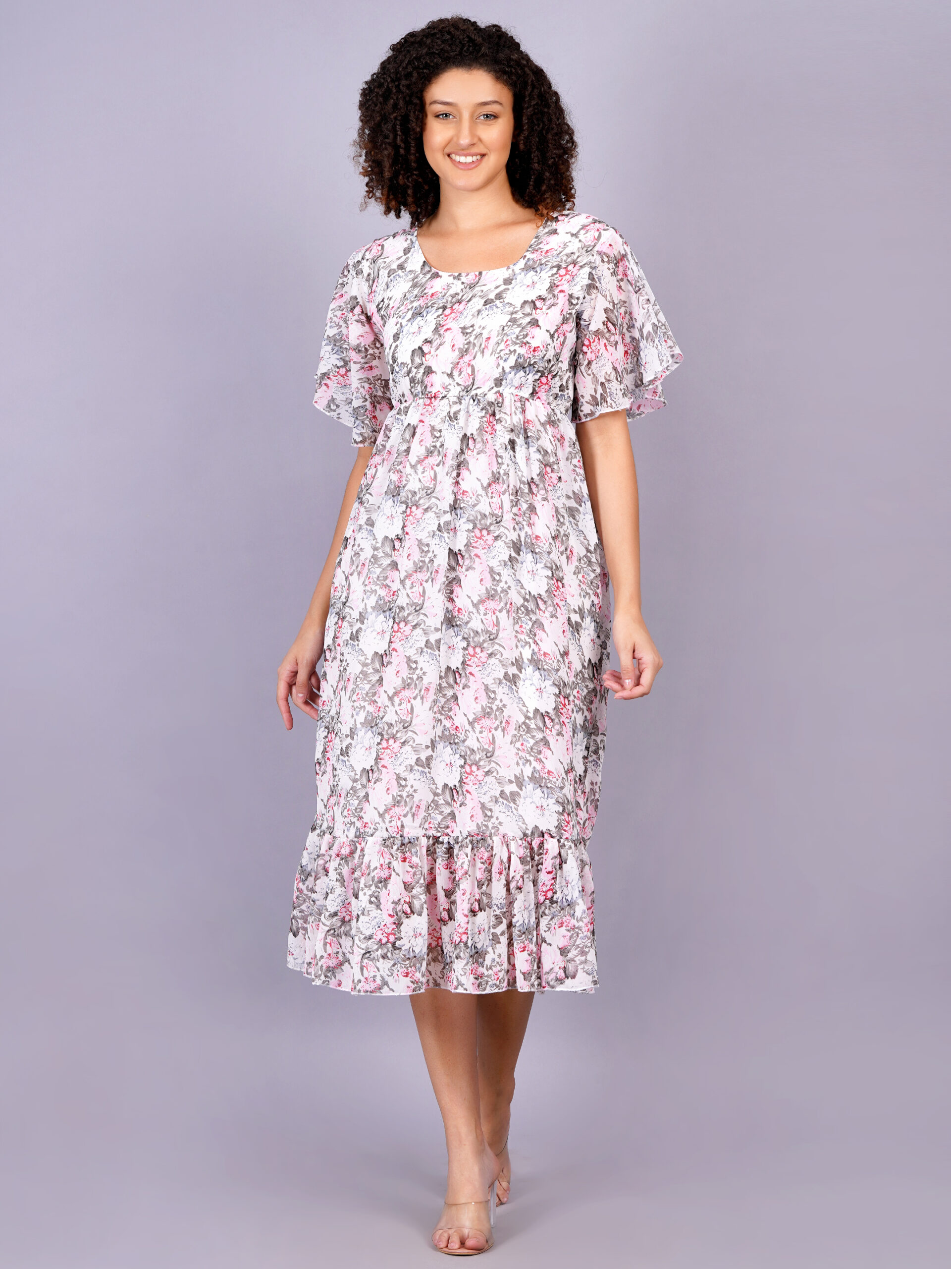 Women Multicolor Color Georgette Fabric Fit and Flare Dress