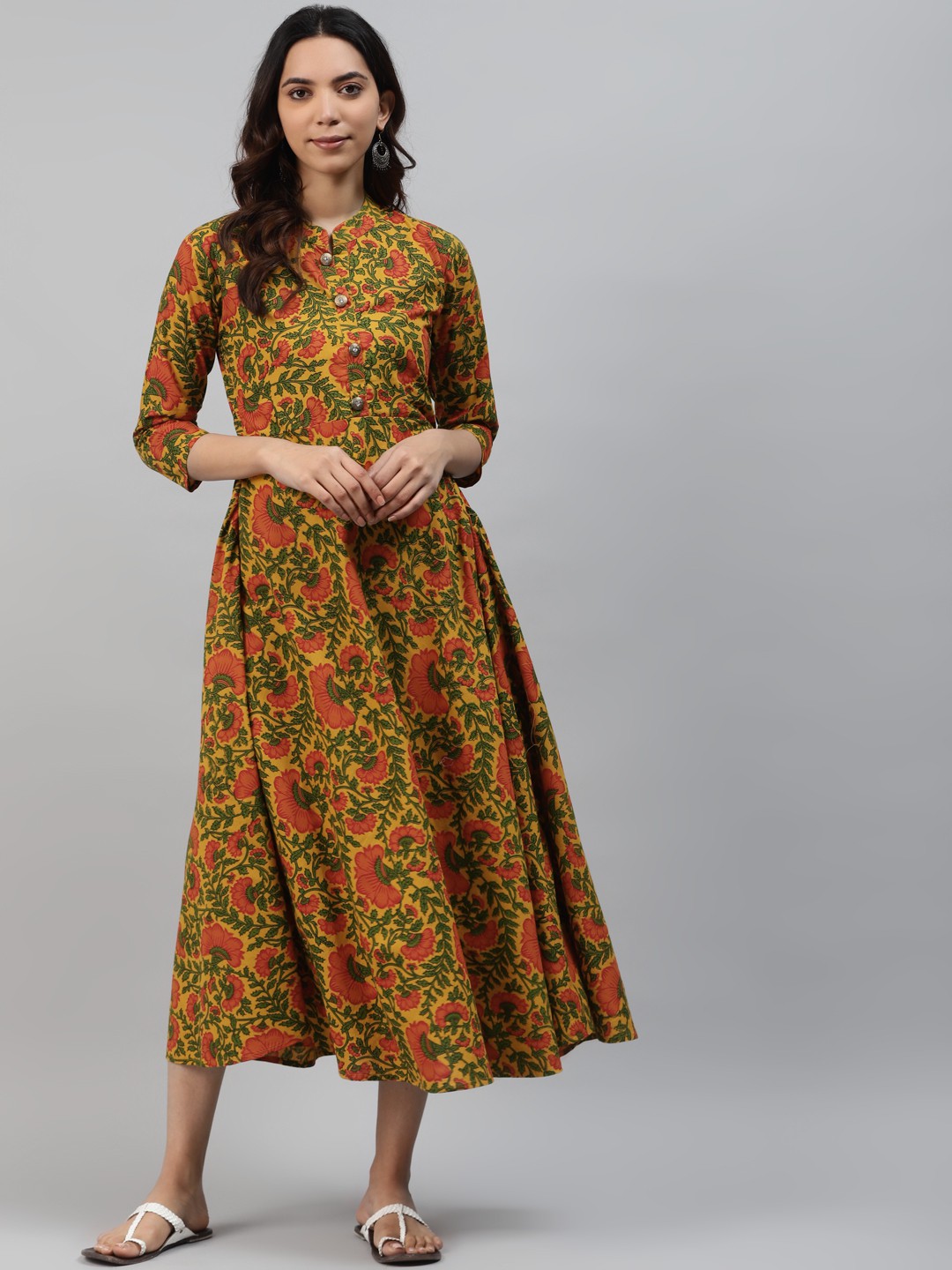 Women Mustard Color Viscose RayonFabric Kurta - Image 2