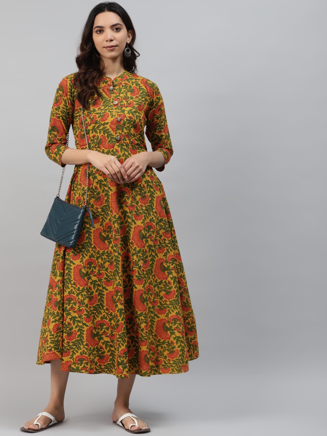 Women Mustard Color Viscose RayonFabric Kurta
