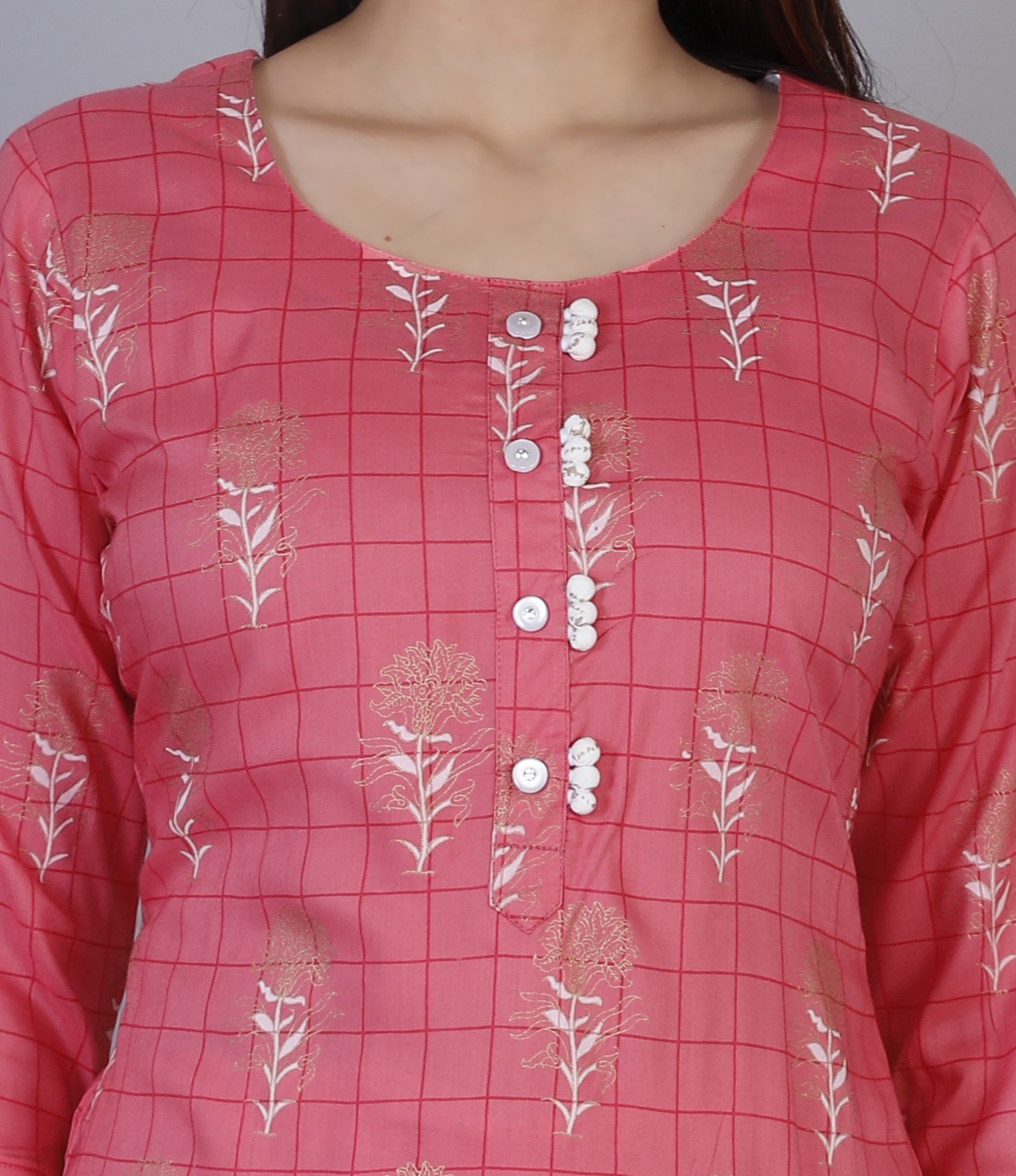 Women Pink Color Viscose Rayon Fabric Kurta Pant - Image 6