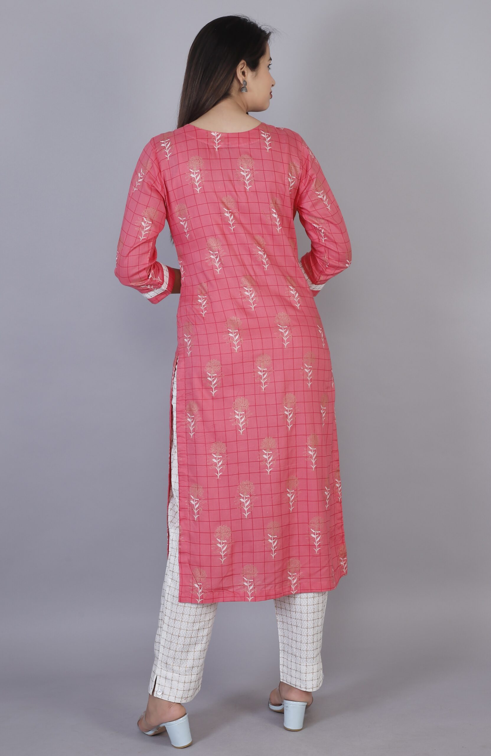 Women Pink Color Viscose Rayon Fabric Kurta Pant - Image 5