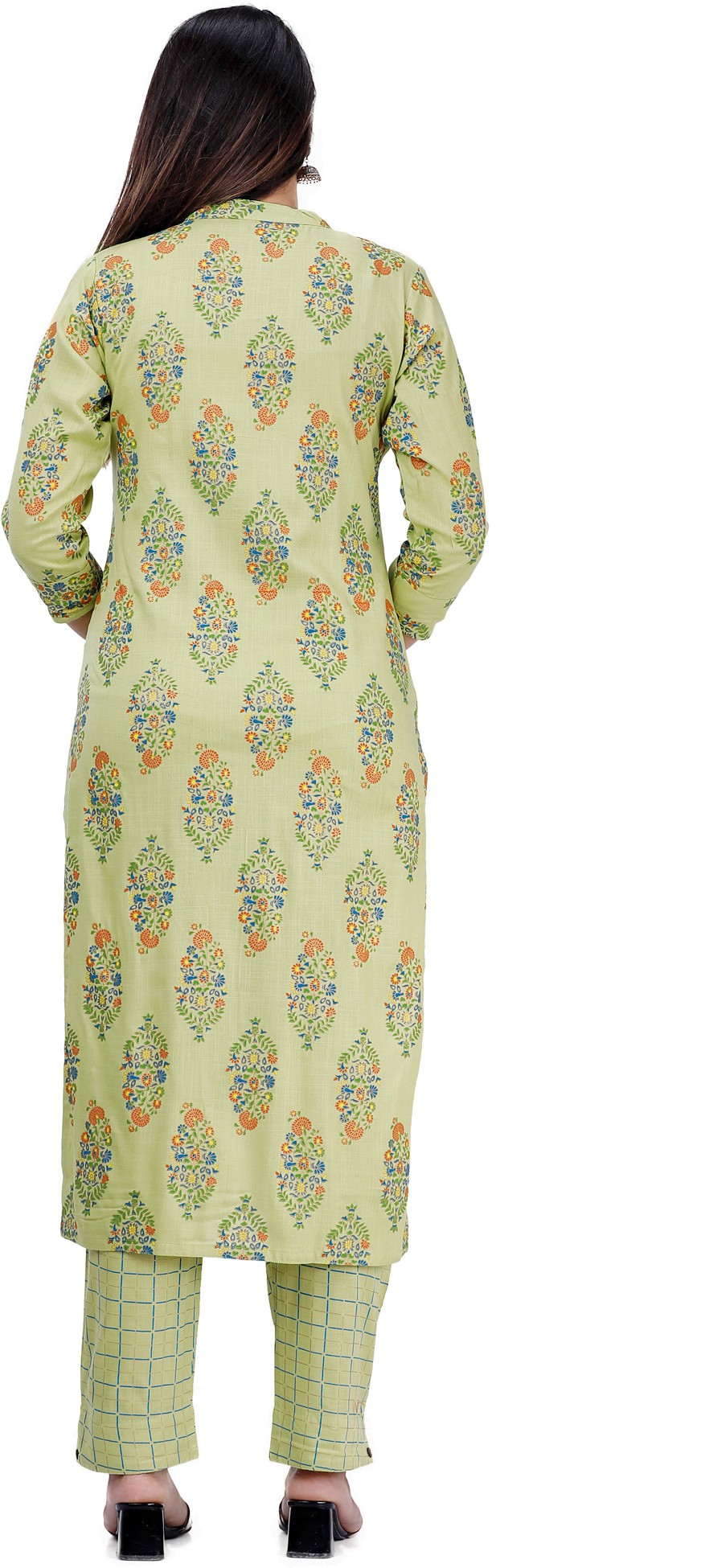 Women Green Color Viscose Rayon Fabric Kurta Pant - Image 5