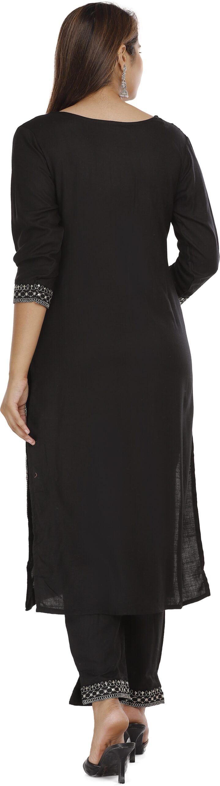 Women Black Color Viscose Rayon Fabric Kurta Pant - Image 4