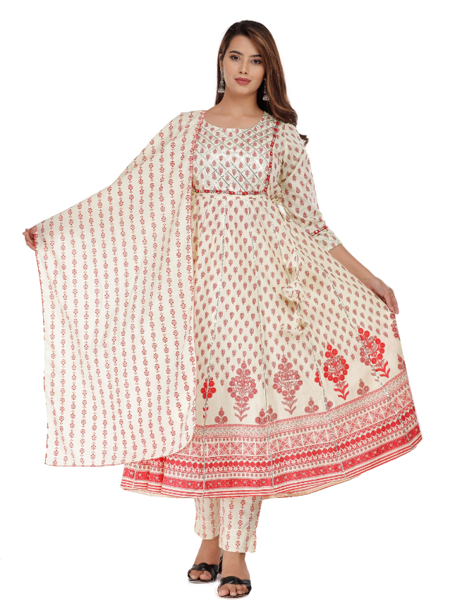 Women White Color Kurta Pant With Dupatta - Image 2