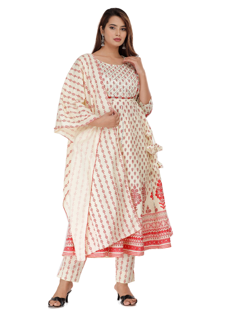 Women White Color Kurta Pant With Dupatta