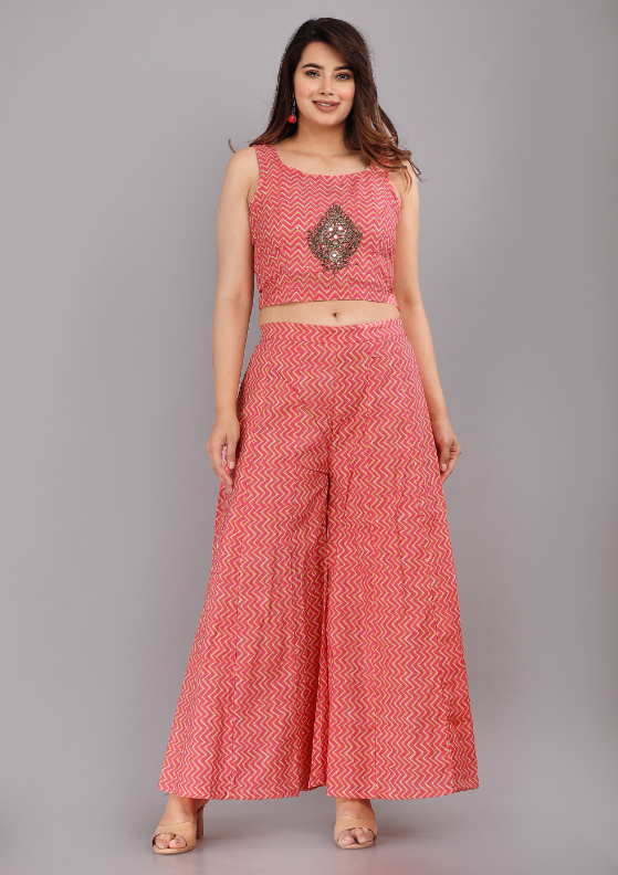 Women Pink Color Cotton Co-ord Set With Jacket - Image 7