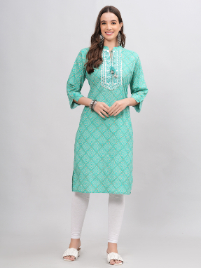 Women Ramagreen Color Straight Kurta