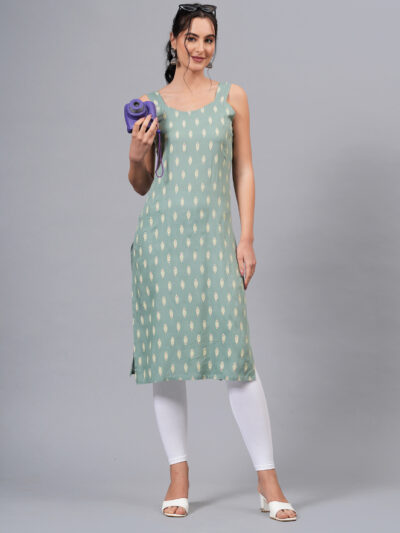 Women Light Green Color Sleeveless Kurta