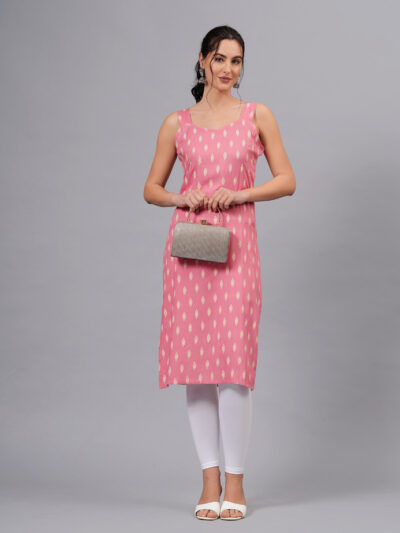 Women Pink Color Sleeveless Kurta