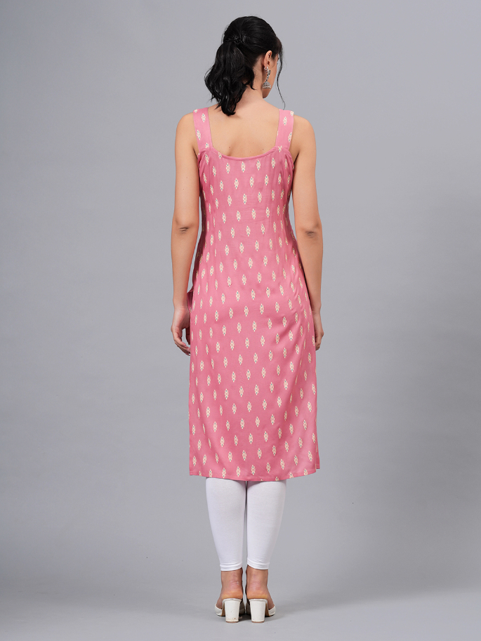 Women Pink Color Sleeveless Kurta - Image 4
