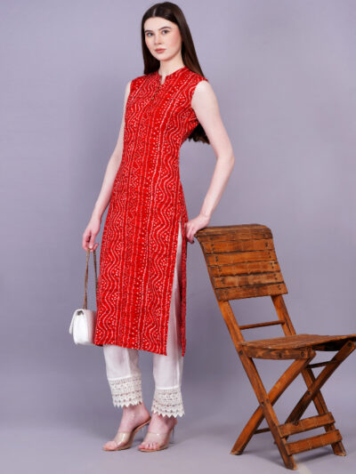 Women Red Color Stright Kurta