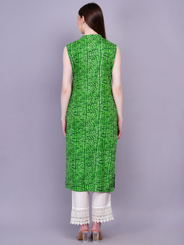 Women Green Color Straight Kurta - Image 2
