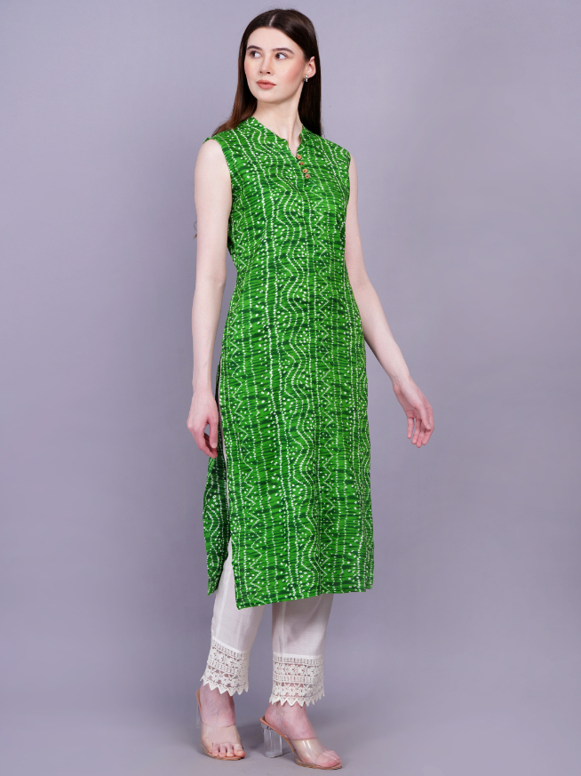 Women Green Color Straight Kurta - Image 4