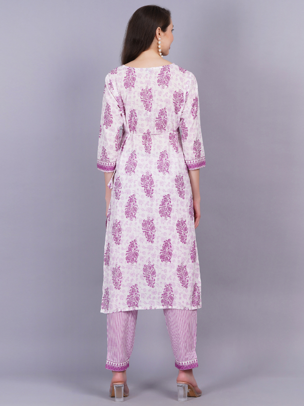 Women Pink Color Stright Kurta pant Set - Image 2