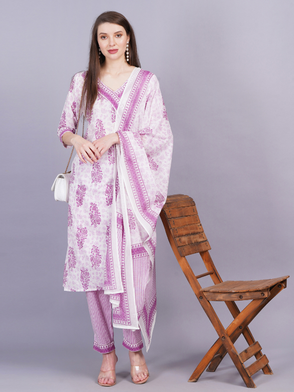 Women Pink Color Stright Kurta pant Set