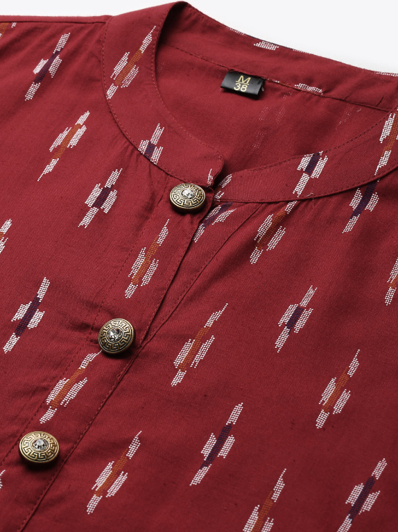 Women Fit and Flare Maroon Dress - Image 2