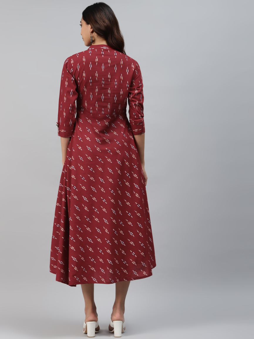 Women Fit and Flare Maroon Dress - Image 4