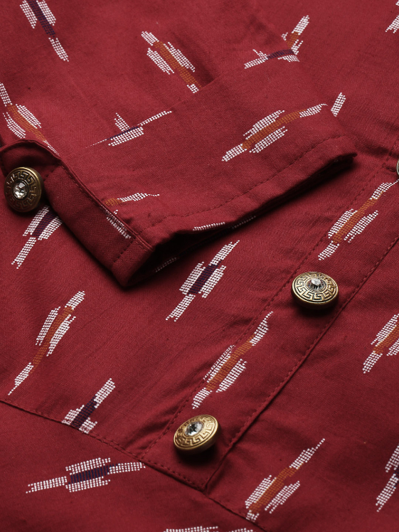 Women Fit and Flare Maroon Dress - Image 5