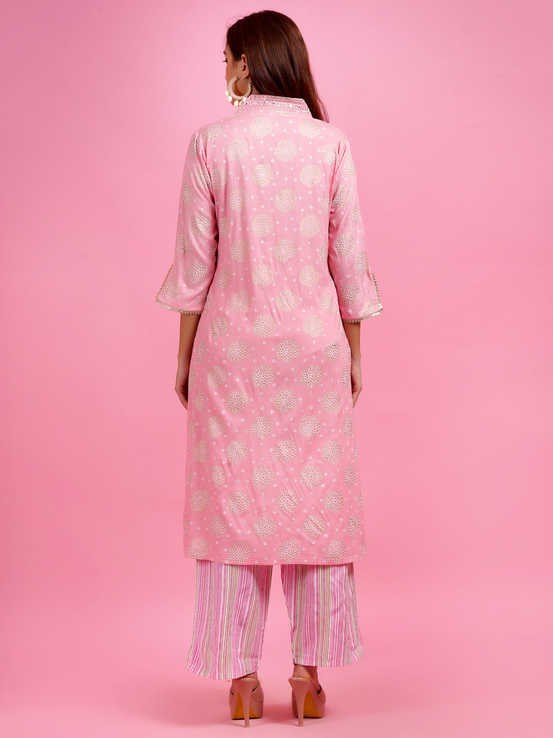 Women Pure Cotton Kurta Palazzo Set - Image 2