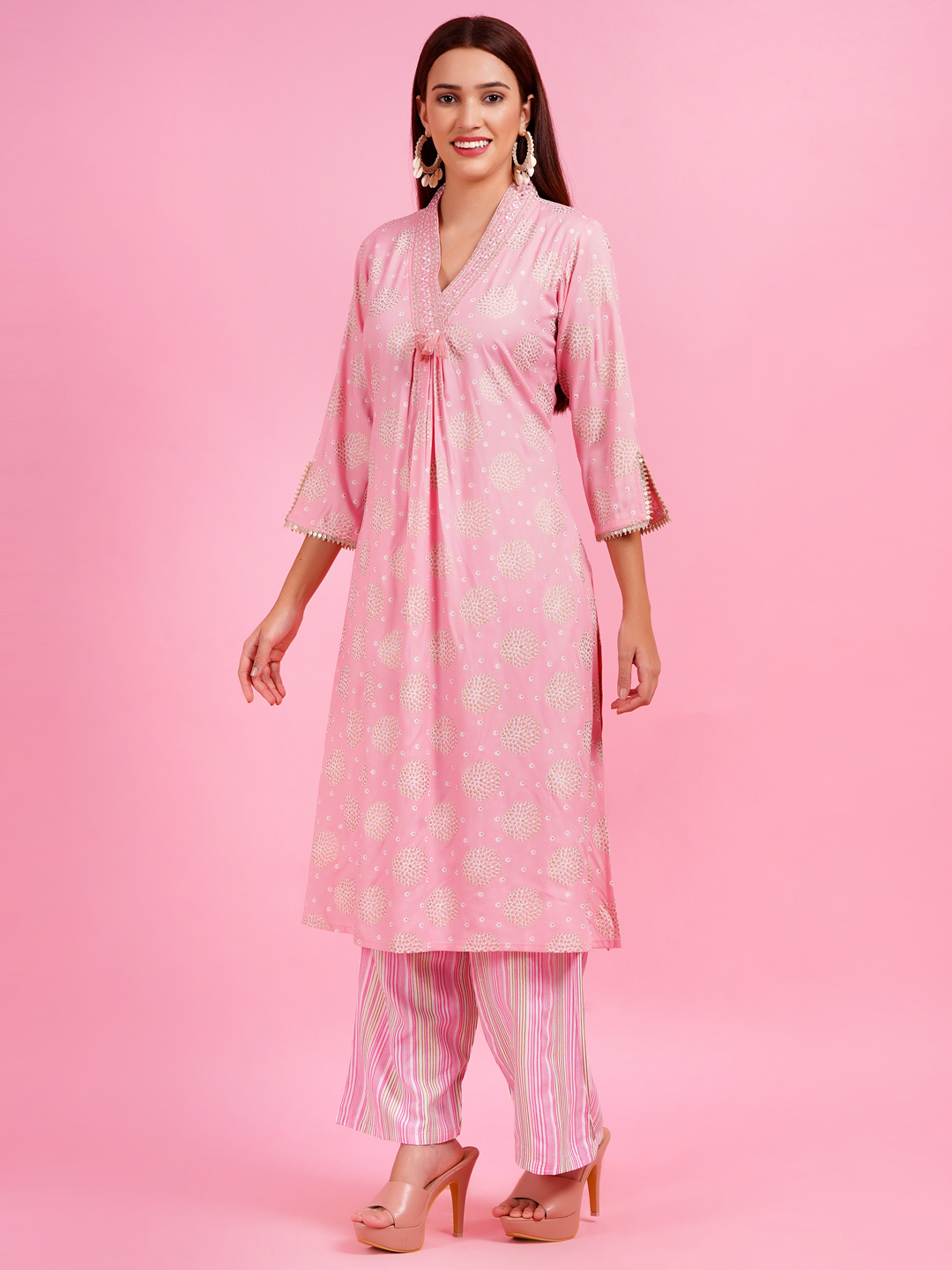 Women Pure Cotton Kurta Palazzo Set - Image 4