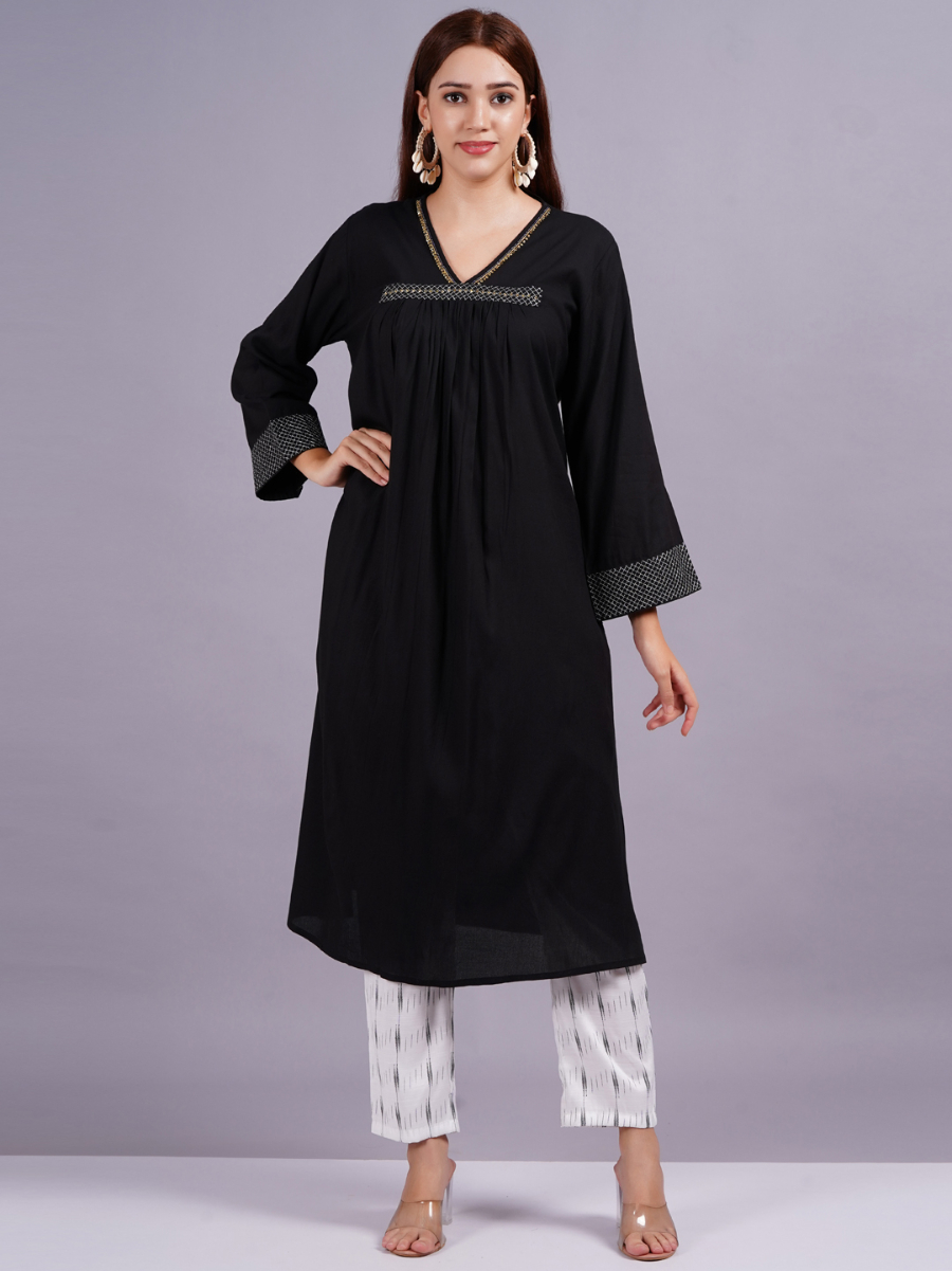 Women Viscose Rayon Kurta Pant Set