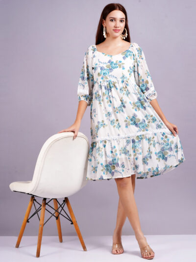 Women Gathered Light Blue Dress