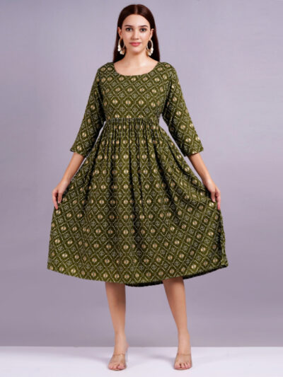 Women Gathered Mehandigreen maternity dress