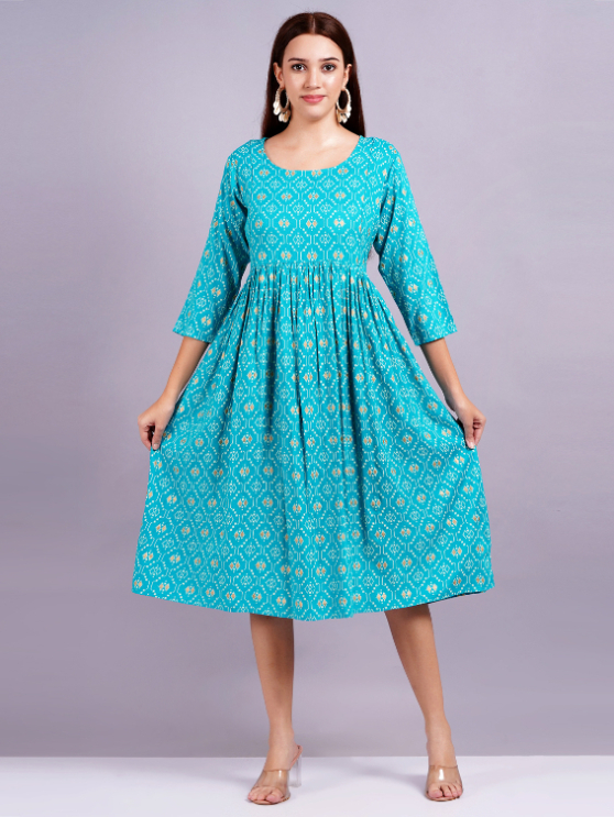 Women skyblue printed Dress