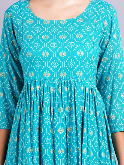 Women skyblue printed Dress - Image 7