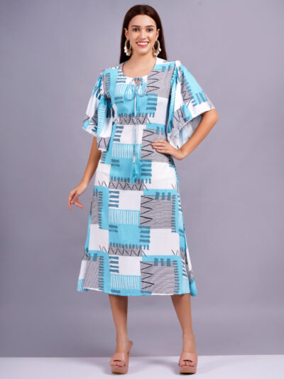 Women Gathered Light Blue Dress