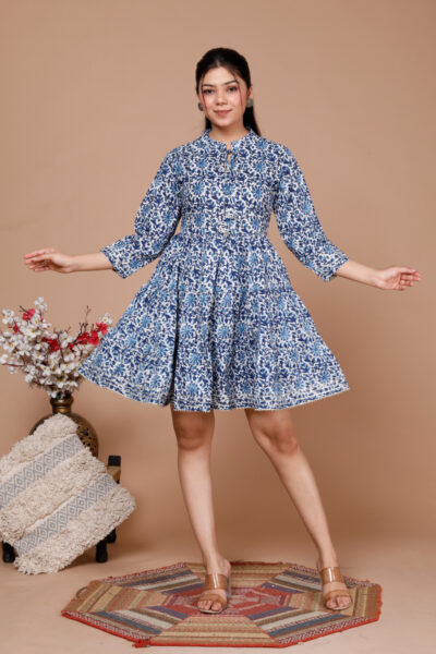 Women Blue Color Flared Top