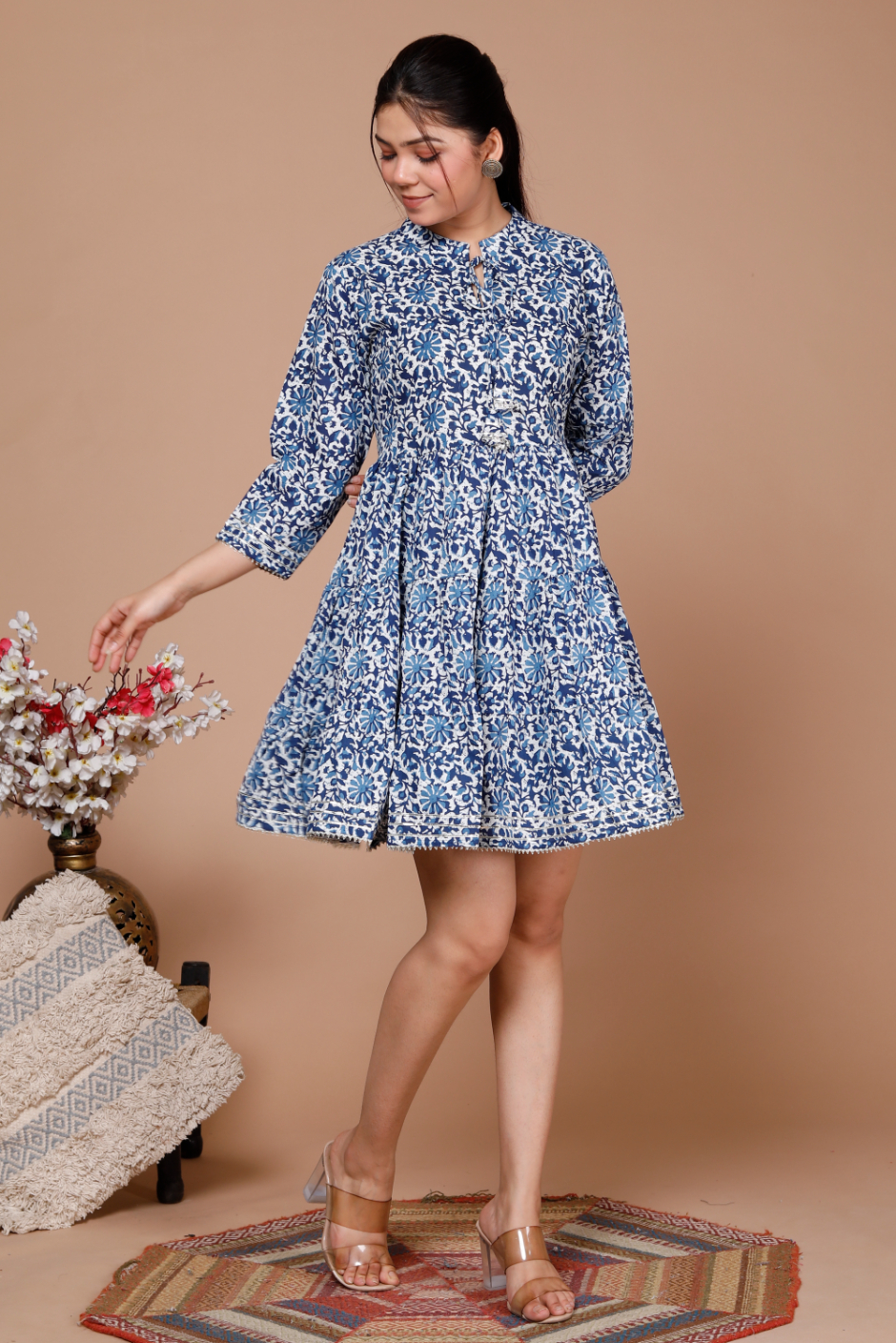 Women Blue Color Flared Top - Image 2