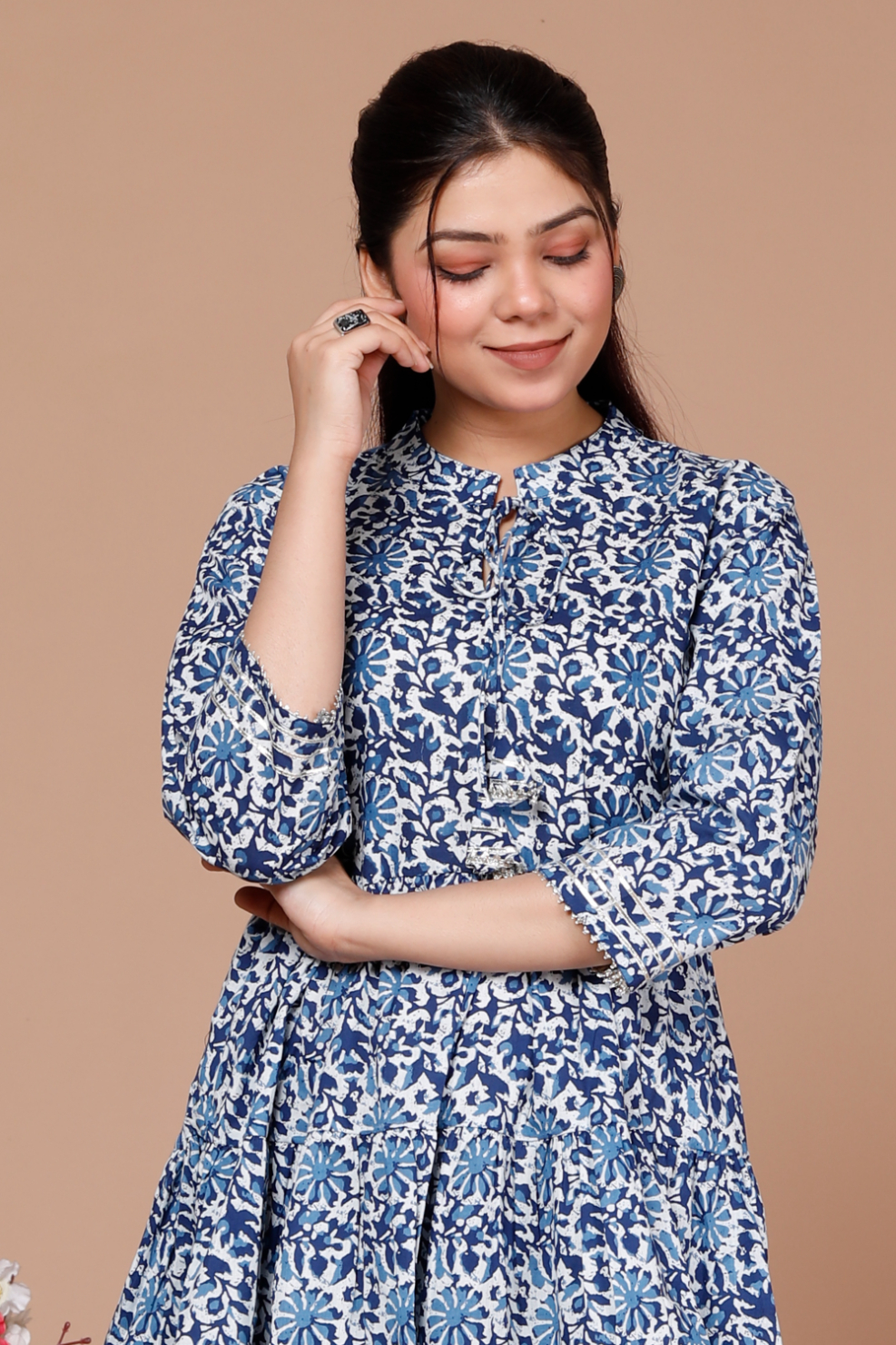 Women Blue Color Flared Top - Image 3