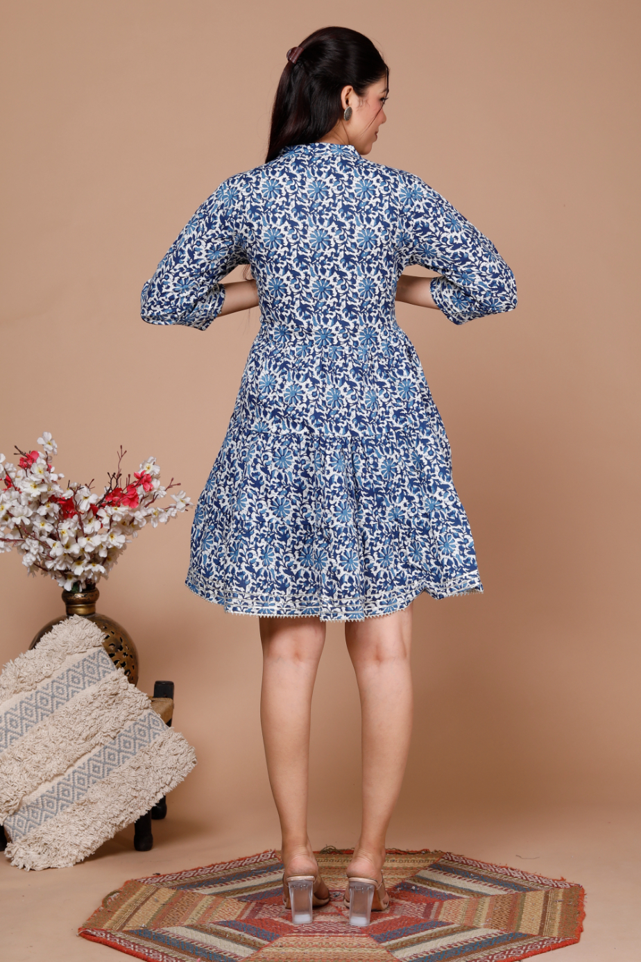 Women Blue Color Flared Top - Image 4