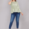 Women Light Green Short Flared Top