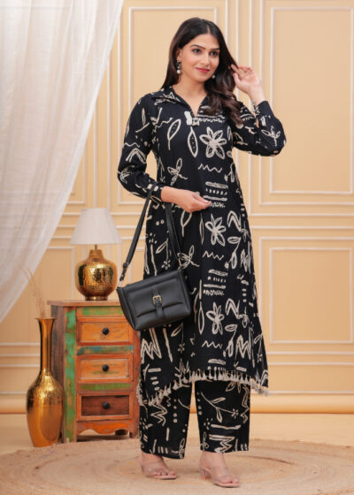 Black Color Printed Co-ord set