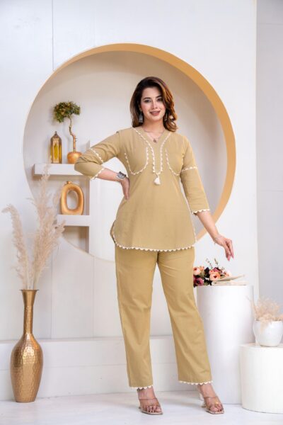 Beige Color Pure Cotton Cords Set